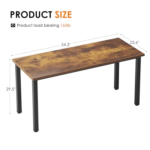 Need 54.3 Inch Large Computer Desk, Rustic Wooden Top with Metal Frame | Simple Style, Home Office, Basic Sturdy Writing Table, Study Student, Adjustable Feet, Water-Resistant, Easy Assembly - color: Rustic Brown, size: 54 inches