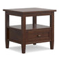 SIMPLIHOME Warm Shaker End Table - 20 inch Wide Solid Wood Side Table in Russet Brown, Transitional Accent Table for Living Room with Drawer and Lower Shelf - color: Russet Brown, size: 20 inch, style: End Table