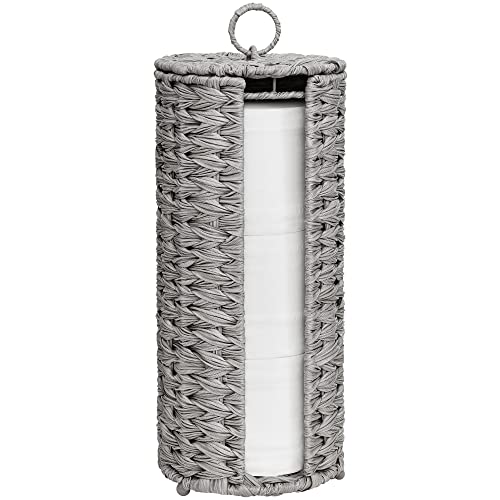 GRANNY SAYS Toilet Paper Storage with Lid, Toilet Paper Holder Stand with Storage, Woven Basket for 3 Mega Rolls, Decorative Tissue Holder for Bathroom, Gray - color: Gray, size: 6¾"D(For 3 Roll)