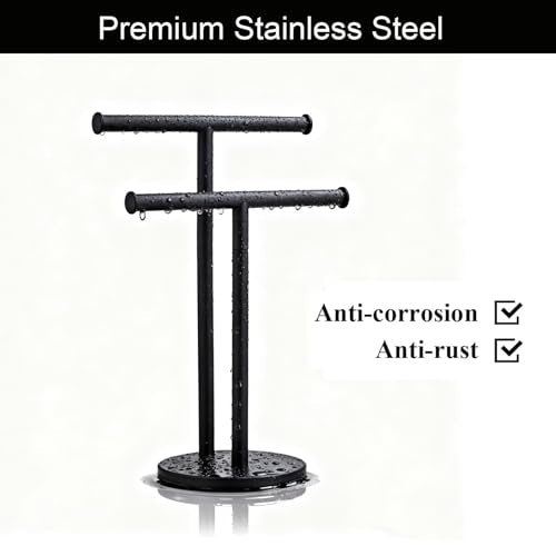 Hand Towel Holder, NEWRAIN Double Countertop Hand Towel Holder Stand, Stainless Steel Free Standing Hand Towel Rack with Heavy Base, for Bathroom Kitchen & Counter top, Matte Black - color: Matte Black, style: 2-Tier