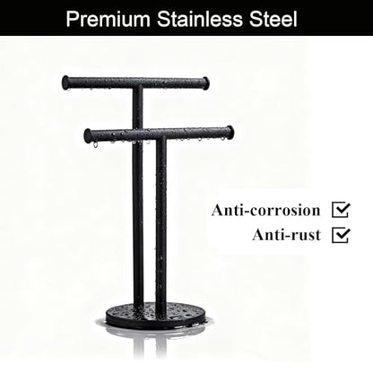 Hand Towel Holder, NEWRAIN Double Countertop Hand Towel Holder Stand, Stainless Steel Free Standing Hand Towel Rack with Heavy Base, for Bathroom Kitchen & Counter top, Matte Black - color: Matte Black, style: 2-Tier