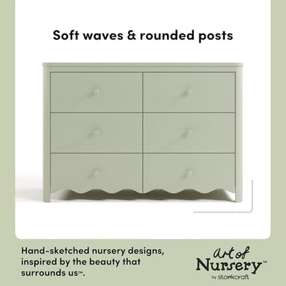 Storkcraft Casablanca 6 Drawer Dresser, Sage | GREENGUARD Gold Certified, Green Dresser for Bedroom, Kids & Nursery Storage Chest, Safety Interlocking Drawers, Kids Bedroom - color: Sage, style: 6 Drawer Dresser