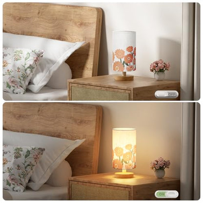 Fenmzee Sunflower Table Lamp for Bedroom - Inline Control, Small Bedside Lamp with 3000K A15 LED Blub, Easy Assembly (Sunflower Cream Shade, 9" Inline Control) - color: Sunflower Cream Shade