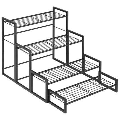 VyGrow Plant Stand, 4 Tier Widened Stackable Tiered Plant Stand, Upgraded Scalable Heavy Duty Tall Plant Shelf for Indoor Outdoor, Garden, Display Shelves, Flower Pot Holder, Black - color: Black 9.84"W