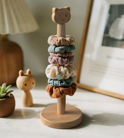 KitchLife Cute Wooden Paper Towel Holder Countertop - Solid Freestanding Paper Towel Dispenser Stand Organizer with Anti-Skid Base (Cat) - style: Cat