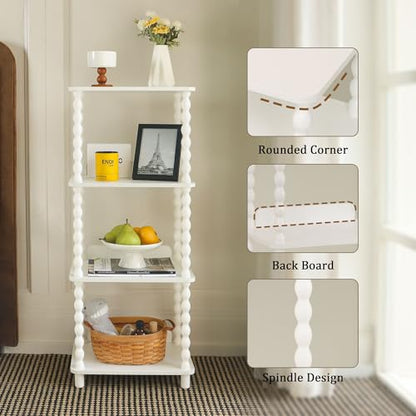 Fultyle Bookshelf, 4-Tier Bookcase with Open Shelves, Modern Book Shelf for Small Spaces, Bedroom, Living Room and Office with Solid Wood Legs (White) - color: White