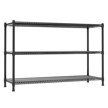 REGILLER 3-Wire Shelf Adjustable Heavy Duty Storage Shelves,Metal Organizer Wire Rack for Laundry Bathroom Kitchen Pantry Closet Garage Shelving(Black,24" Dx59.6 Wx47.6 H) - size: 3tier 24"D x 59.6"W x 47.6"H