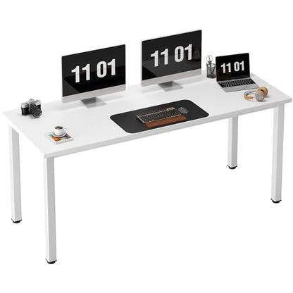 Need 63 Inch Large Computer Desk, Ample Legroom, Metal Frame, Off White | Home Office Desk, Basic Sturdy Writing Table, Adjustable Feet, Water-Resistant, Dorms & Bedrooms, Easy Assembly, Game & Study - color: Off White, size: 63 inches