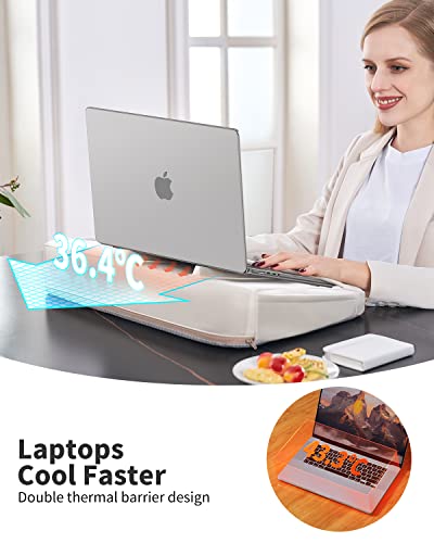 SAIJI Laptop Lap Desk with Pillow Cushion, Ultra Lightweight Laptop Tray | Portable Computer Stand Desk for Couch, Bed & Chair, Fit up to 17” Laptop & MacBook Air with Side Pocket, Rails for Airflow - size: Large