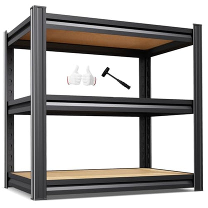3T Storage Shelves, Garage Shelving,Adjustable Heavy Duty Shelving Unit,Garage Shelves，Wood Metal Standing Shelf Units,Utility Rack for Kitchen 33.5''H*35.4'W*15.7''D
