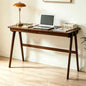 Solid Wood Desk with Drawers, Computer Desk for Home Office, Small Writing Desk for Bedroom & Small Spaces, Sturdy A-Frame, Easy Assembly (Walnut Color, 39inch)