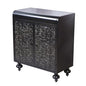Accent Cabinet with Embossed Pattern, 2-Door Steel Sideboard Buffet Cabinet for Living Room Dining Room Entryway, Storage Cabinet with Shelves