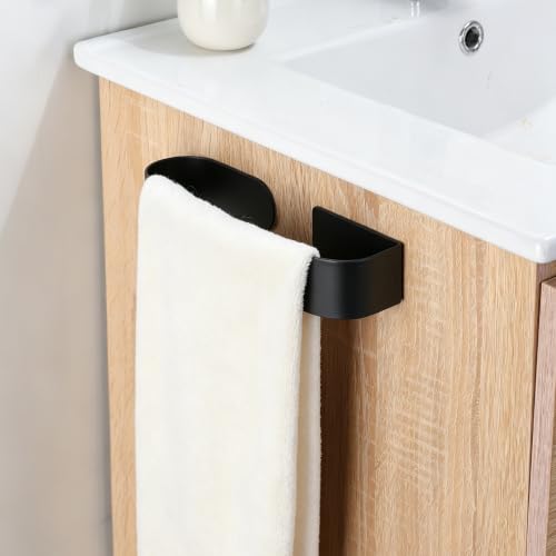Taozun Hand Towel Holder Black 8.6" Self Adhesive Towel Bar Stainless Steel | No Drill, Unique Square-Round Design, Strong Design Sense, for Bathroom/Kitchen/RV, Renter Friendly, Heavy Duty - color: Black, size: 8.66-inch