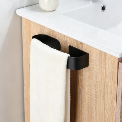 Taozun Hand Towel Holder Black 8.6" Self Adhesive Towel Bar Stainless Steel | No Drill, Unique Square-Round Design, Strong Design Sense, for Bathroom/Kitchen/RV, Renter Friendly, Heavy Duty - color: Black, size: 8.66-inch