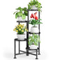 Kitsure Plant Stand Indoor & Outdoor - 5-Tier Plant Shelf with Deep Trays | Deep Trays & Leveling Feet, Easy Assembly, Space-Saving Tiered Plant Stand, for Bedroom, Living Room, Porch
