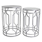 Rutledge & King Alexander - Round End Tables Set, Silver, Mirrored Tops, Nesting, 2 PCS - color: Alexander - Silver