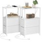 TUTOTAK Small Narrow End Table with Charging Station, Set of 2, Side Table with Outlets, Nightstand with 2 Cloth Drawers, Couch Table, for Living Room, Bedroom, Bedside, White TB01BW055 - color: White, style: 2 Drawers & Plug