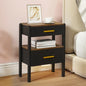 Nightstand with 2 Drawers and Open Shelf Wooden Bedside Table Gold Handles Modern Storage Night Stand Sensor Light for Bedroom, Black and Brown - color: Black and Brown