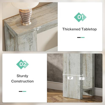 Tribesigns 70.9-Inch Extra Long Console Table, Farmhouse Wood Sofa Table Behind Couch, Narrow Entryway Accent Table for Living Room, Hallway, Entrance, Foyer (Distressed White) - color: Distressed White