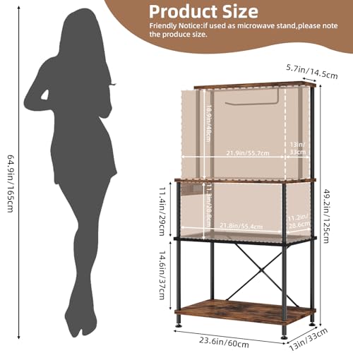 Superlele 4 Tier Baker's Rack with Charging Station, Kitchen Coffee Bar Table with Power Outlets & Paper Towel Holder, 23.6x13x49.2'' Industrial Standing Microwave Shelf for Small Spaces, Rustic Brown - color: Brown, size: 23.6x13x49.2''(with Power Outlet