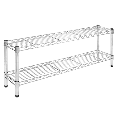 SI 8" d x 42" w Chrome Wire Shelving with 2 Tier Shelves, 800lbs Capacity Each, Modern, Contemporary, Industrial Style - size: 8" d x 42" w x 14" h