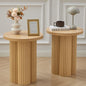 Small Sofa Side Table Set of 2, Fluted Accent Pedestal End Table, Wood Round Night Stand, Farmhouse Bed Side Table Drink Tables for Living Room, Small Spaces (Natural-2PCS) - color: Natural-2pcs