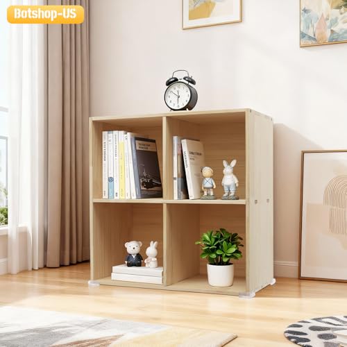 Gdrasuya10 4 Cube Storage Organizer, 3 Tier Modern Wooden Bookcase, Solid Wood Cube Storage Bookshelf Open Book Display Case for Bedroom and Home Office, 23.6" W x 11.8" H - size: 4 Cubes