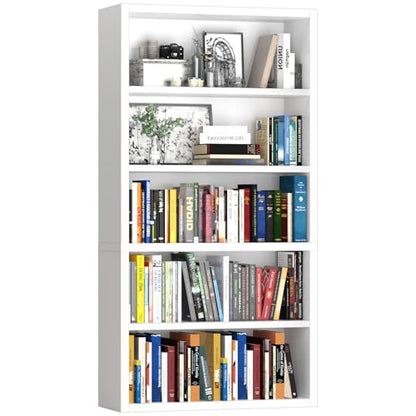 furtble 5 Tier Bookshelf with Open Storage Shelf, 60 Inch Tall Wooden Bookcase, Sturdy Modern Display Storage Shelf for Living Room, Home Office, Study, White - size: 5-Tier-30.7W