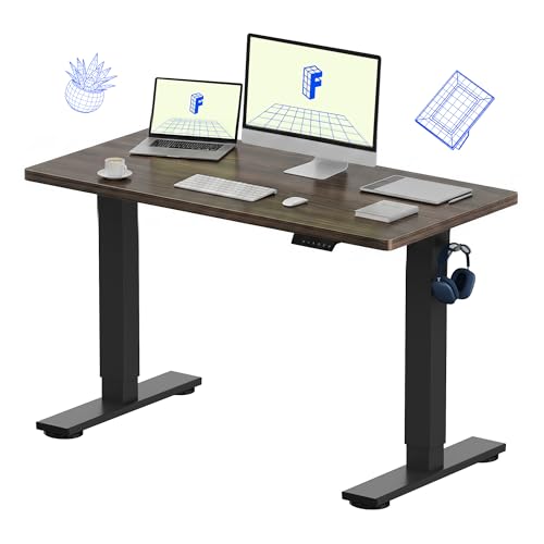 FLEXISPOT EN1 One-Piece Standing Desk, Electric Adjustable with 4 Memory Presets, 176 LBS Capacity, Stable & Quiet, Seamless Desktop for Home Office & Dual Monitors, 48"x24" Black Walnut - color: Black Walnut, size: 48x24"