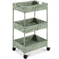 Best Choice Products 3-Tier Water Hyacinth Rolling Nursery Caddy w/Wheels, Utility Cart, Storage Organization for Bathroom, Craft Room, Laundry Room - Sage - color: Sage