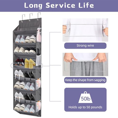 Over the Door Shoe Organizer Hanging with 8 Mesh Pockets 8 Wire Large Deep Pockets, 50lbs Weight Capacity Fits 16 Pairs Shoes Door Shoe Rack Store for Closet and Narrow Door 1 Pack - style: 8 Layer