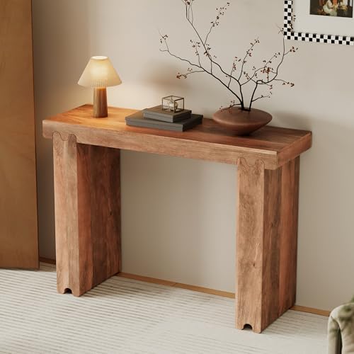 Merax Farmhouse Mango Wood Entryway Table, Minimalist Narrow Console Tables for Hallway, Living Room, Foyer, Easy Assemble, Honey - color: Honey