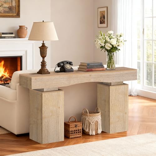 Sonharlar 63 Inch Long Entryway Table Bold, Wooden Console Table with Socket Farmhouse Sofa Table for Entrance, Hallway, Living Room, Behind Couch(Oak Brown) - color: Oak Brown, size: 63IN BD