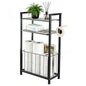 Free Standing Toilet Paper Holder with Shelf, Adjustable Feet Bathroom Toilet Paper Holder Stand for Narrow Space, Roll Dispenser Tissue Holder, Holds Multiple Rolls and Keeps Paper Dry and Clean - color: Black