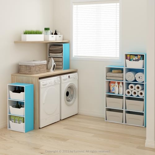 Furinno Luder Bookcase / Book / Storage, 2-Tier, Light Blue/White - color: White/Light Blue, size: 2-Tier, 9 x 16 x 21