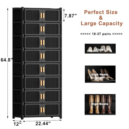 9-Tier Shoe Cabinet, 36-Pair Storage for Entryway | Adjustable Shelves, Waterproof PP, Easy To Clean - size: 9-Tier