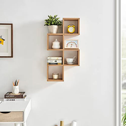 Danya B. Cubby Chessboard Wall Shelf - Horizontal or Vertical (Chestnut)
