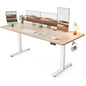Cubiker Standing Desk, 63x28 Inches Sit Stand Home Office Desk, Electric Stand up Desk, Adjustable Desk with Splice Board, White Frame/Maple Top - color: Maple, size: 63x28