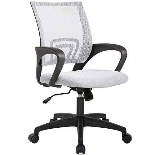 BestOffice Ergonomic Office Chair | Mid-Back Swivel Desk Chair | White | with Lumbar Support, Adjustable Height & Breathable Backrest | Sponge Seat & Rolling Wheels | for Home, Office | Pack of 1 - color: White, style: pack of 1