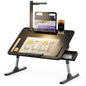 Laptop Table with LED Desk Light, SAIJI Laptop Stand for Bed, Height Adjustments Bed Desk with Book Stand for Reading Writing Drawing (Black) - color: Bed Desk /Led Light