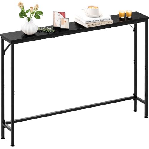 47.2" Console Table, Narrow Entryway Table, Skinny Sofa Table, Behind CouchTable, Long Skinny Table, DisplayTable for Entryway, Living Room, Foyer, Corridor, Office, Black - color: Black, size: Large