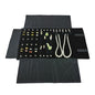 Velvet Travel Jewelry Case Roll Bag Organizer for Necklace Bracelet Earrings Ring (Black) (Black(4+2+2+6)) - color: Black (4+2+2+6)