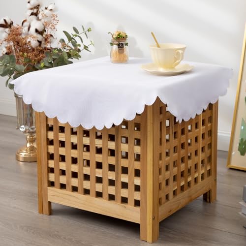Small Round White Tablecloth 24 Inch | Polyester Fabric Washable Table Cover Decorative Wrinkle Resistant Solid Color Table Cloth for Nightstand Party Wedding - color: White, size: 24" (Round)