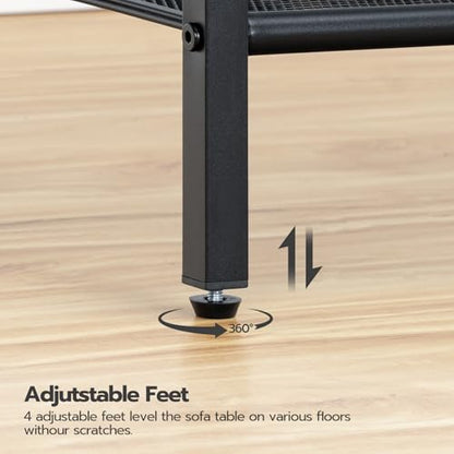 HOOBRO 29.5" Narrow Console Table, 3-Tier Tempered Glass Sofa Table, Modern Entryway Table, for Entrance, Living Room, Foyer, Hallway Bedroom, Black BK21XG01G1 - color: Black