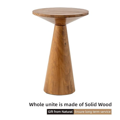 COZAYH Small Pedestal End Table Round Farmhouse Martini Table Wood Plant Stand Rustic Drink Table for Small Space Living Room, Walnut - color: Walnut