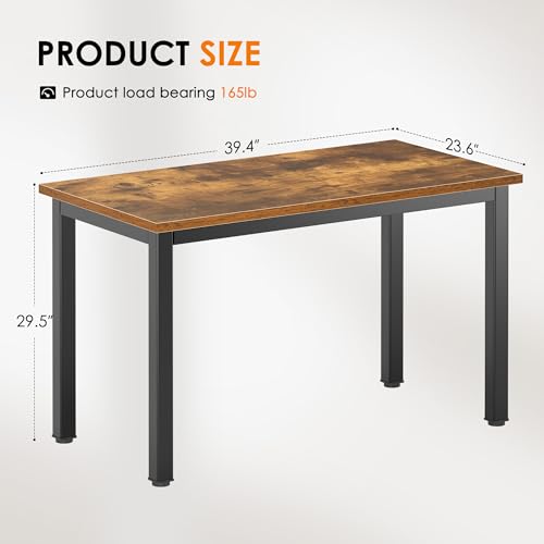 DlandHome 39 inches Small Computer Desk for Home Office, Retro | Gaming Study Writing Desk, Modern Simple Computer Table, Sturdy Metal Frame, Adjustable Feet, Compact Modern Design - color: Retro, size: 39 inch