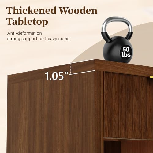 Fluted Nightstands Set of 2, Wooden Night Stand with Drawer Storage, Modern Mid Century End Table,for Bedroom Living Room Sofa Couch Home Office,Walnut