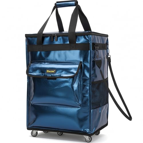 BALEINE Reusable Grocery Bags on Wheels, Rolling Tote Bag, Shopping Trolley, Large Backpack Shopping Carts for Groceries - color: Navy, size: Medium