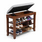 Solid Wood Shoe Bench with Storage, Flip-Top Soft-Close Lid, Adjustable Shelves, Cushioned Entryway Shoe Rack Organizer, 23.6" - size: 23.6"