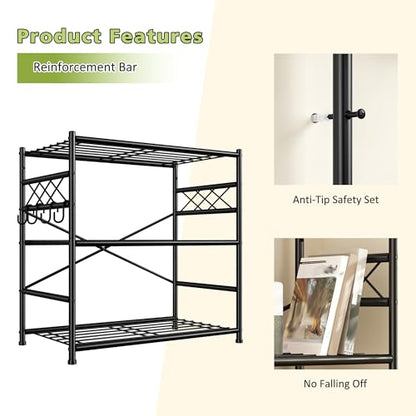 Durayloly 3Tier Storage Shelves Metal Shelving Unit Organizer,Adjustable Wire Shelving Rack Pantry Kitchen with Hooks,Shelves for Laundry,Office and Bathroom closet shelves 23.6" W x 13.8" D x 30.9" H - size: 23.6" W x 13.8" D x 30.9" H (3T)